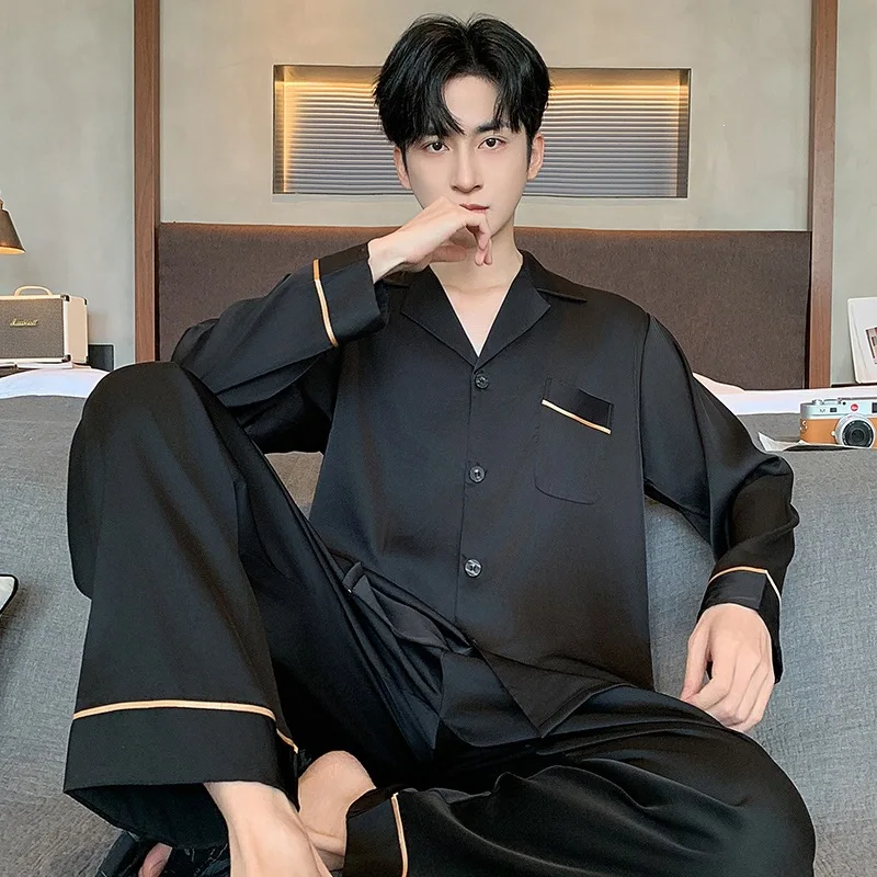 Pajamas Men's Long Sleeve Suit 2026 New Spring and Autumn Season Fatty Fattening Large Loose Large Size Thin Spring Autumn