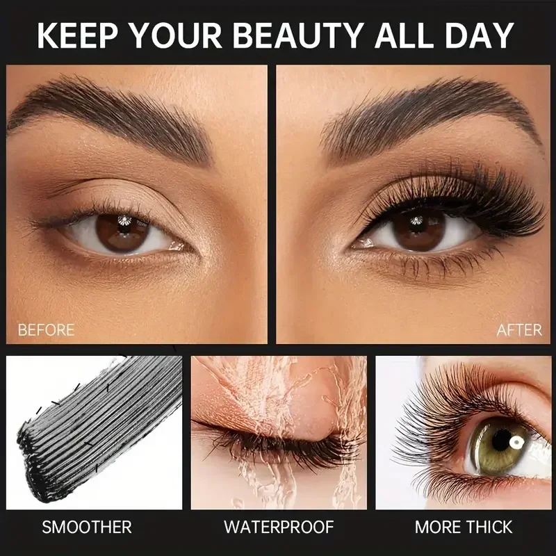 1/2PCS Mascara-Spazzola a spirale speciale, mascara in fibra di seta impermeabile a lunga durata, mantiene le ciglia arricciate per un lungo il trucco