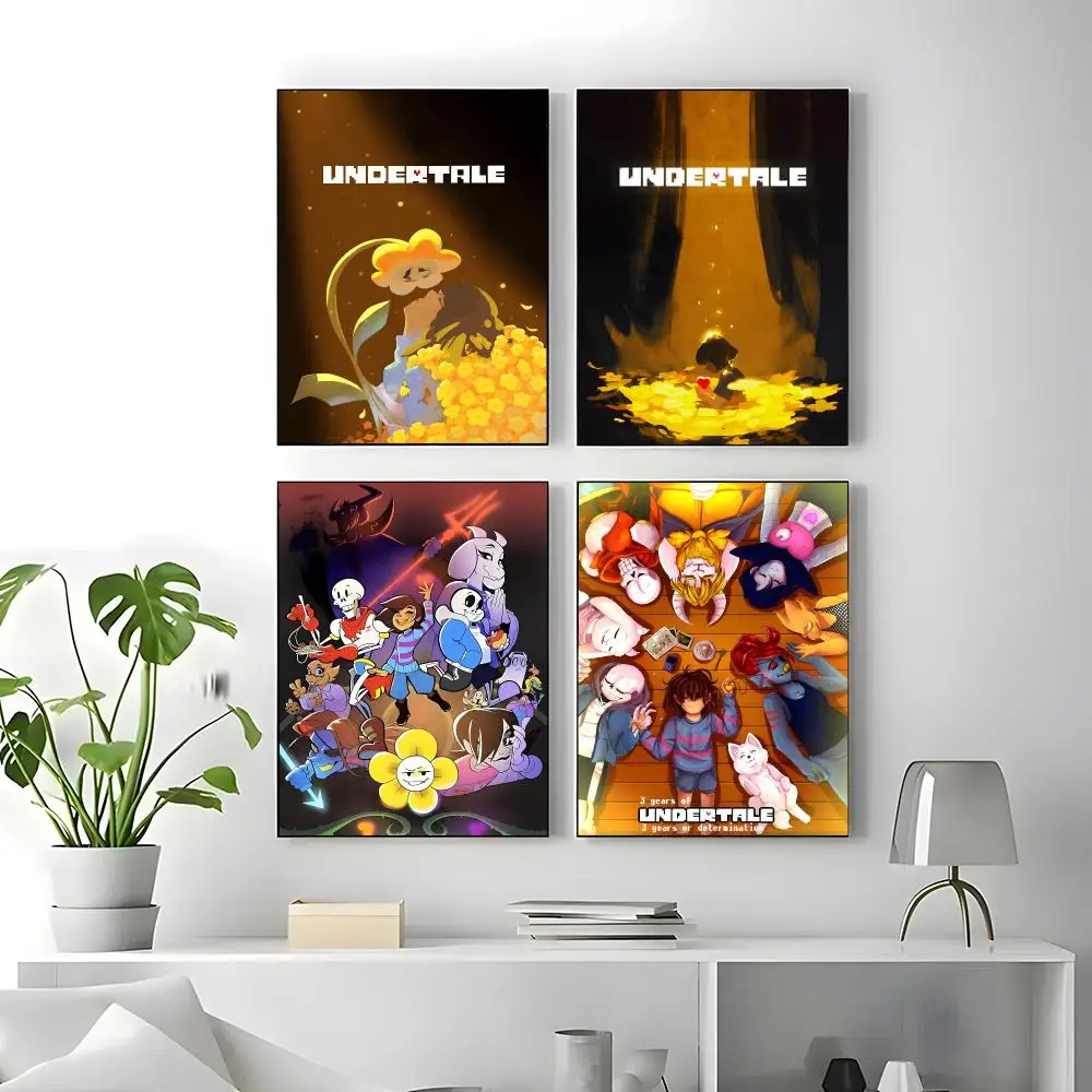 Game Undertale Poster Self-adhesive Art Waterproof Paper Sticker Coffee House Bar Room Wall Decor