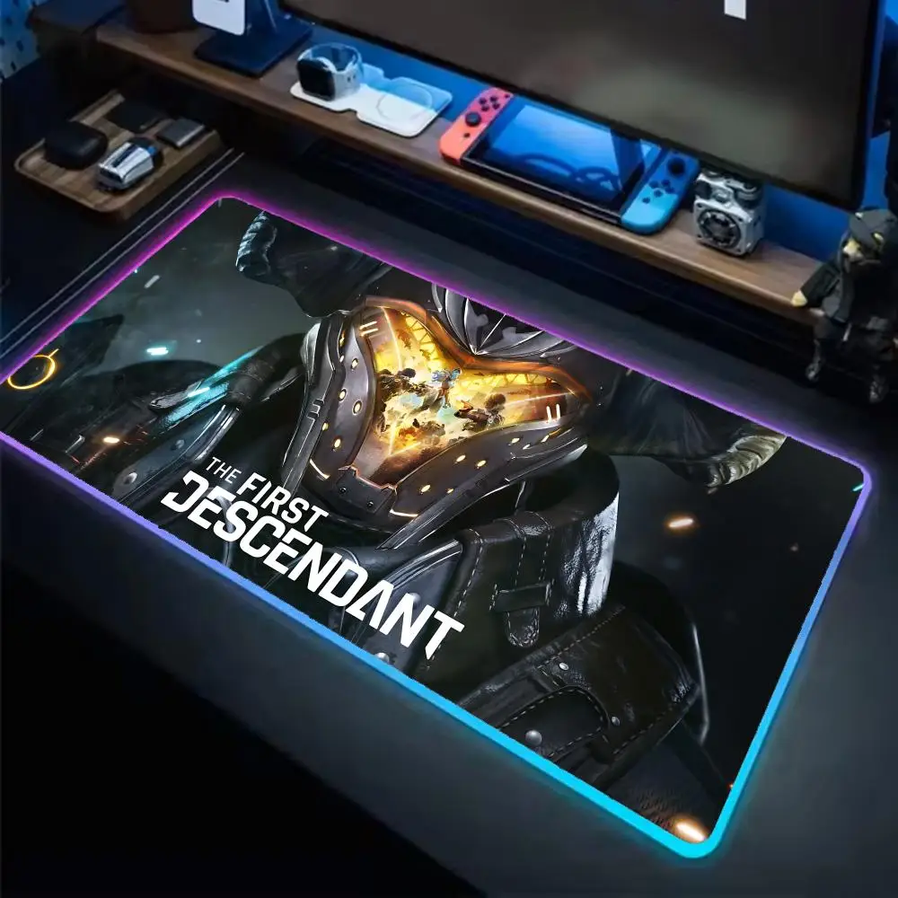 

The First Descendant Mouse Pad Anime Gaming Mouse Pad LED Table Pads Backlit Rubber Desktop XXL RGB Desk Mats