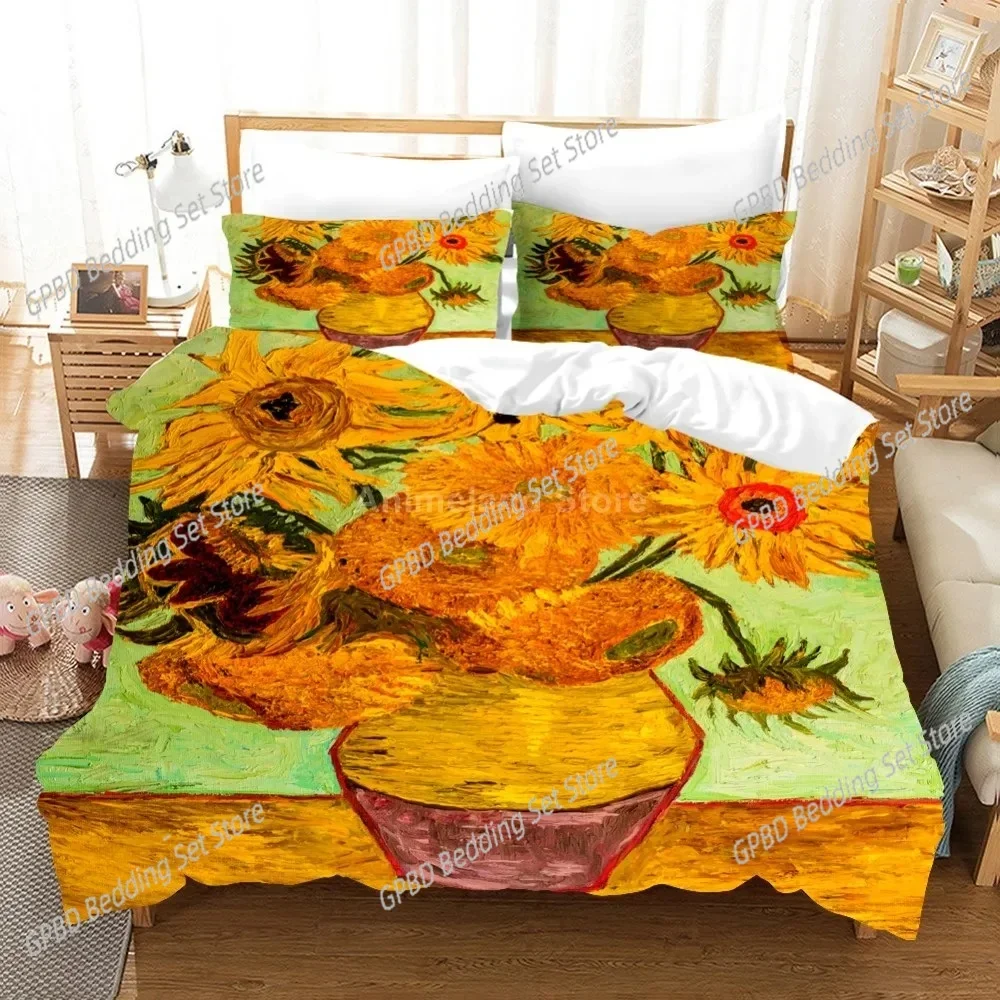 

Oil Painting Van Gogh Star Sky Bedding Set Single Twin Double Queen King Cal King Size Bed Linen Set