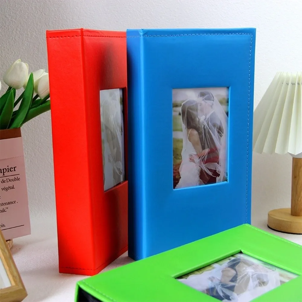 4R 6 Inch 300 Pockets Photo Album PU Leather Cover Large Capacity Insert Pocket Album Black Inner Page Picture Storage Album