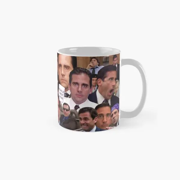 Michael Scott Collage Classic  Mug Image Tea Handle Round Gifts Coffee Printed Simple Design Photo Cup Drinkware Picture