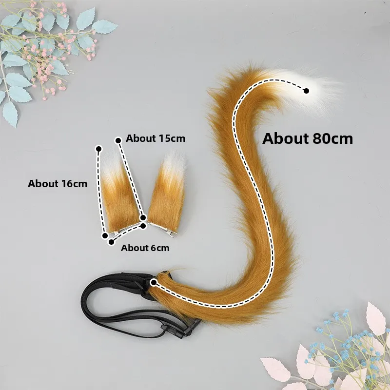 إكسسوار ذيل قطة نيكو مصنوع يدويًا منفوش وطويل وذيل فروي للنساء لحفلات أزياء لوليتا