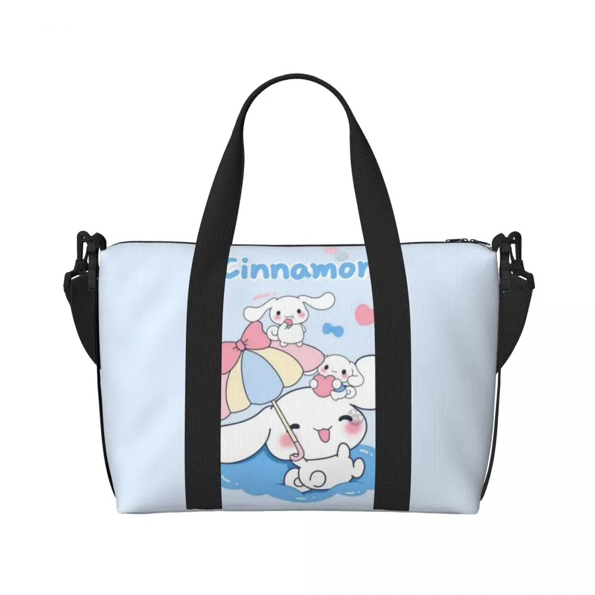 Custom Y2k Cinnamoroll Beach Tote Bag for Women Big Compartment Gym Beach Travel Bags