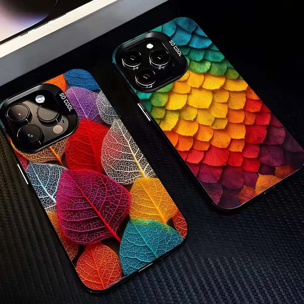 

Ombre Soft color Phone Case For iPhone17,16,15,14,13,12,Pro Max Black Colored Silver Plated Inside Cover