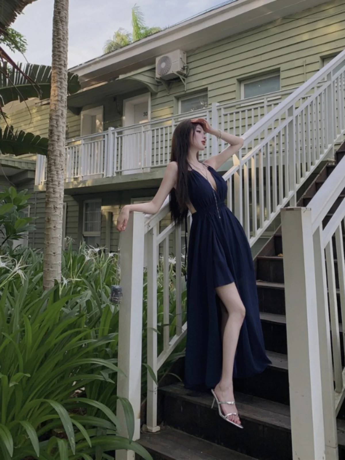 Deep V Ne Sexy Bal Split Dr Beach Vaion Beachwear Aosphere Abbigliamento da viaggio Appeso Ne Long Dr Summer