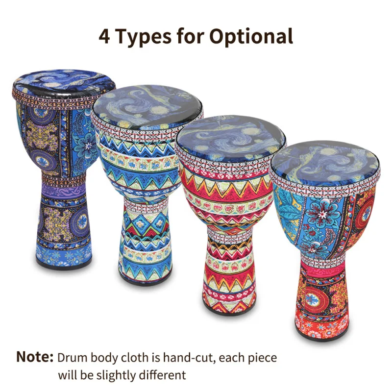 African Hand Drum 8 Inch PVC Portable Djembe Drum Carbon Fiber Ultra-light Tuning-free Percussion Instrument for Beginners