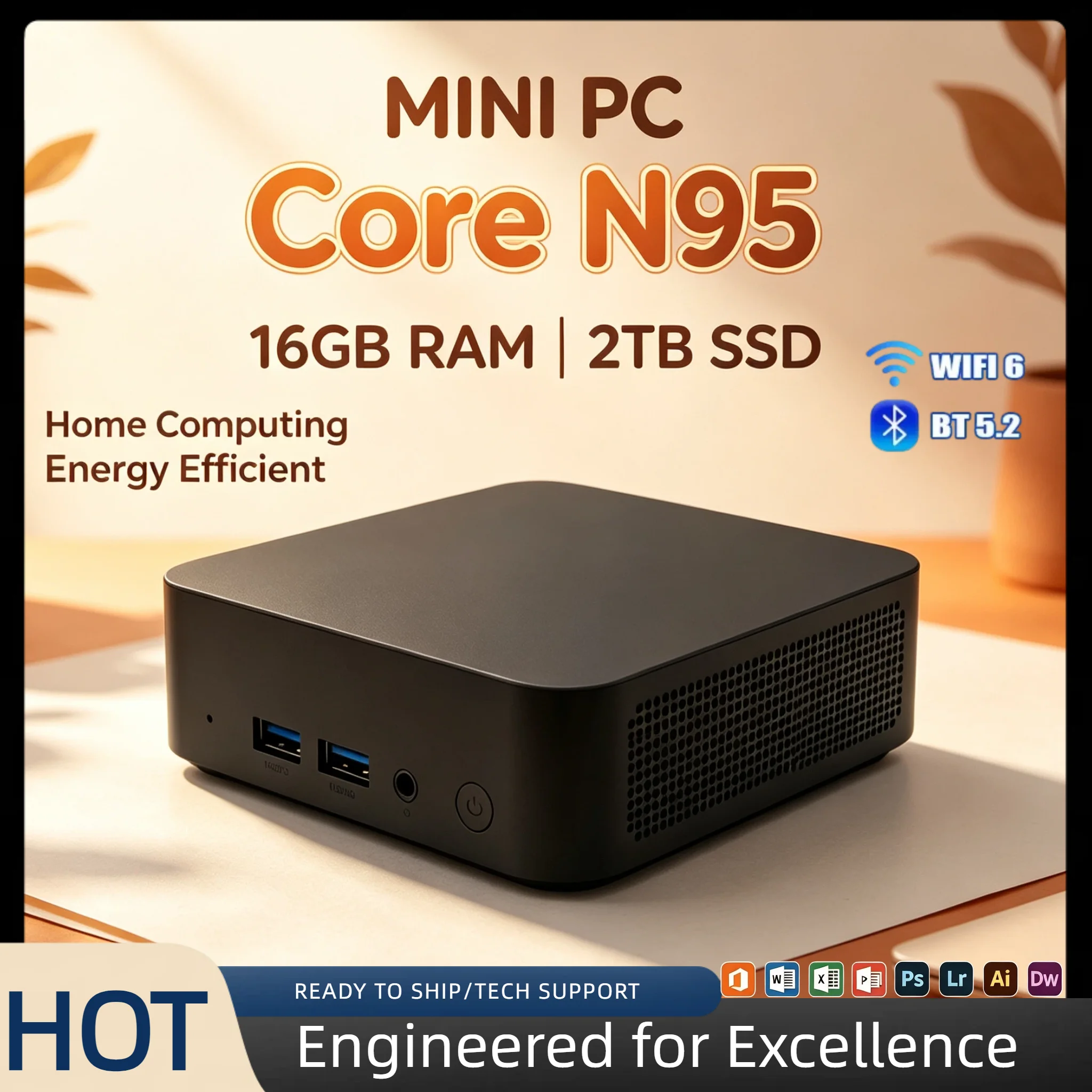 Intel Core N95 i9 10980HK 2026 Mini PC 2TB SSD Pocket Computer 4K 60Hz WiFi6 BT5.2 High Performance Pro Unit Core Xtreme