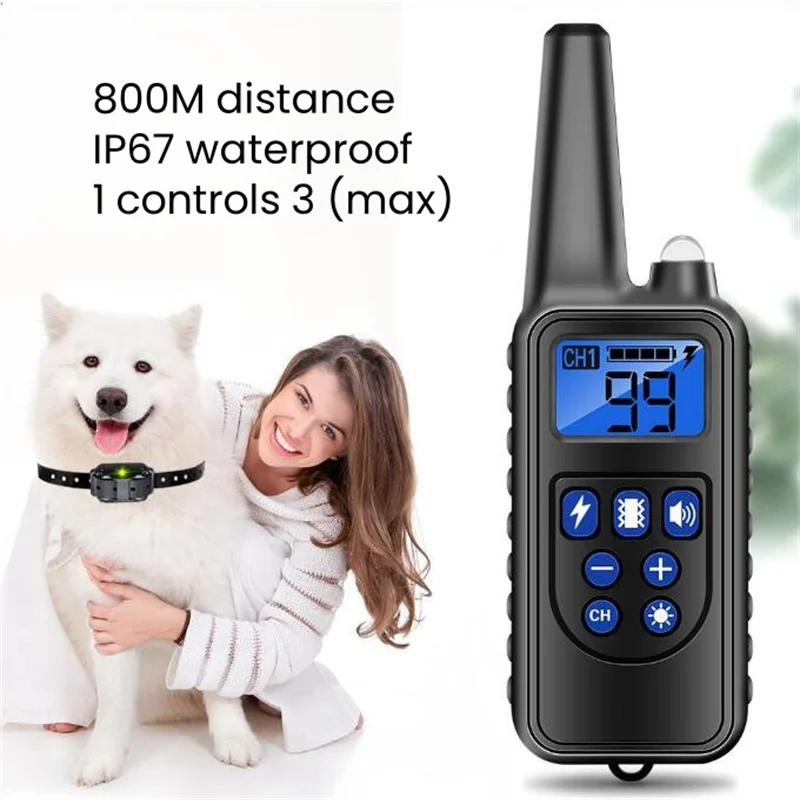 Antiladridos for Dogs 1 Control 3 Max 800m IP67 Vibrator with Display & Led Light Cool Dog Accessories Training Taser Collar