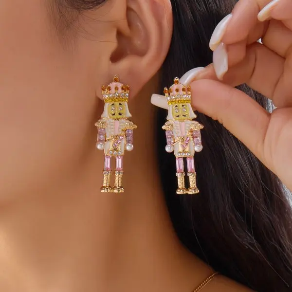 Women's Christmas Light Bulb Drop Earrings, Festive Design