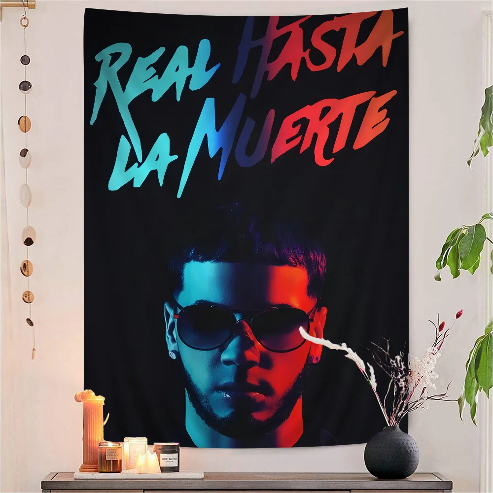 

Hip Hop Rapper Anuel AA Tapestry Art Printing Bohemian Wall Tapestries Mandala Decor Blanket