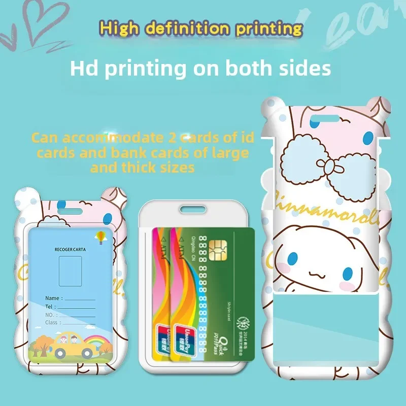 حافظة بطاقات مموجة على شكل كلب قرفة لطيفة - حبل طويل للأطفال والطلاب ورياض الأطفال