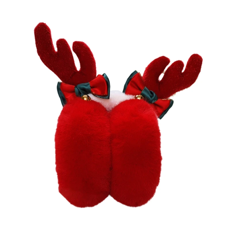 

Earflaps Fleece Ear Warmers Women Winter Christmas Antler Ear Muffs For Kids