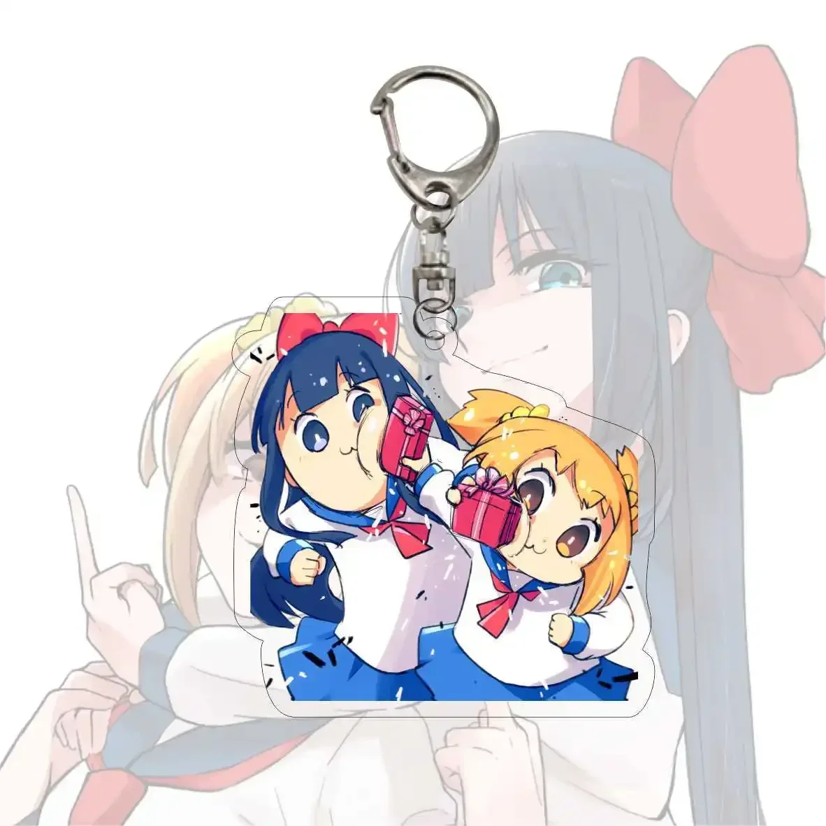 Japan Anime Pop Team Epic Keychain Jewelry Cartoon Acrylic Pop Pipi Keychain Keyring Gift