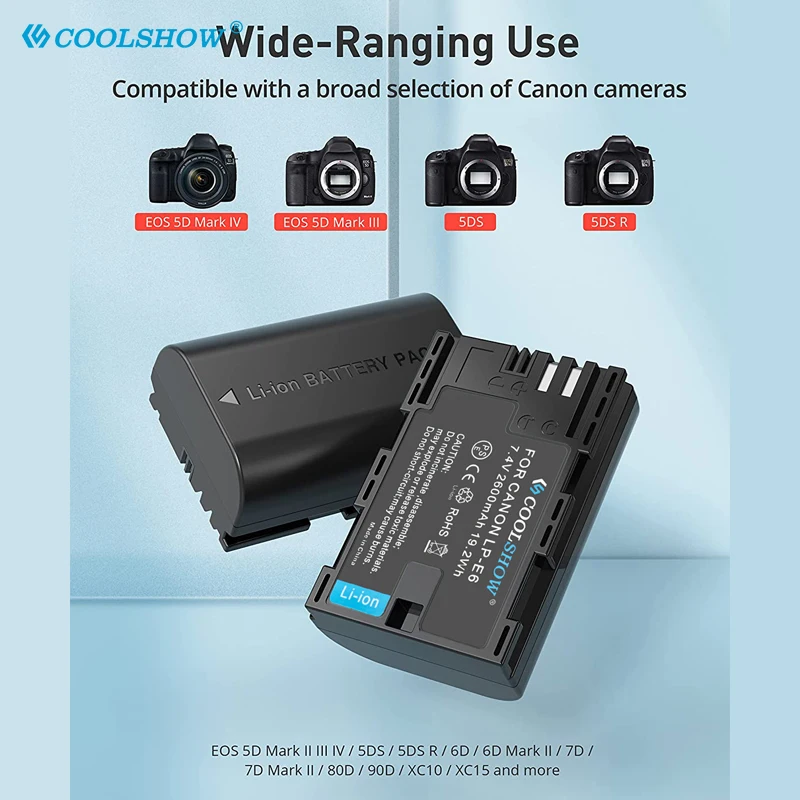 Аккумуляторы для камеры 2000 мАч LP E6 LPE6 LP-E6 для Canon EOS 5DS R 5D Mark II 5D Mark III 6D 7D 70D 80D, аккумуляторные литий-ионные батареи