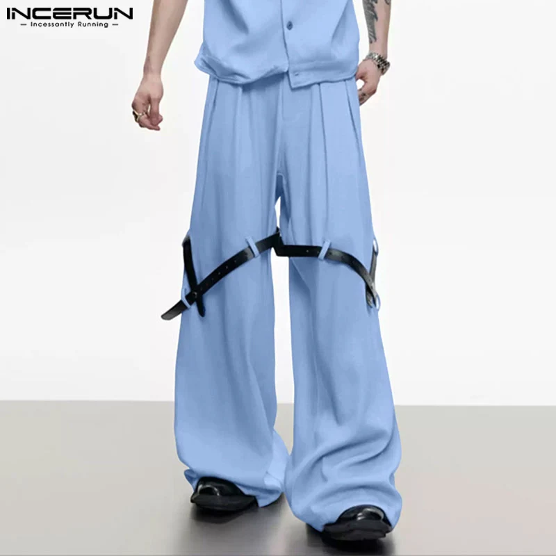 

INCERUN Men Pants Patchwork Elastic Waist Joggers Loose Casual Trousers Men Streetwear 2025 Korean Style Fashion Male Long Pants
