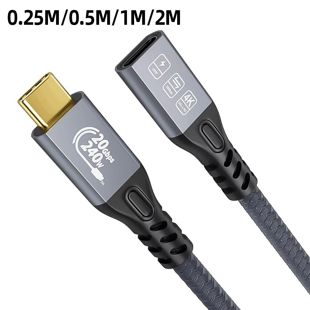 0.25/0.5/1/2 متر PD240W USB C تمديد كابل مضفر USB C إلى C كابل شحن سريع نوع C شحن سريع موسع الحبل لسامسونج