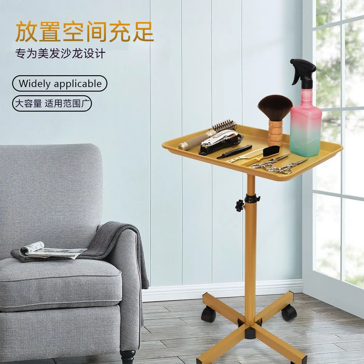 Nuevo palet dorado transfronterizo para barbería, estante de almacenamiento para salón de peluquería, carrito moderno simple, fabricante al por mayor