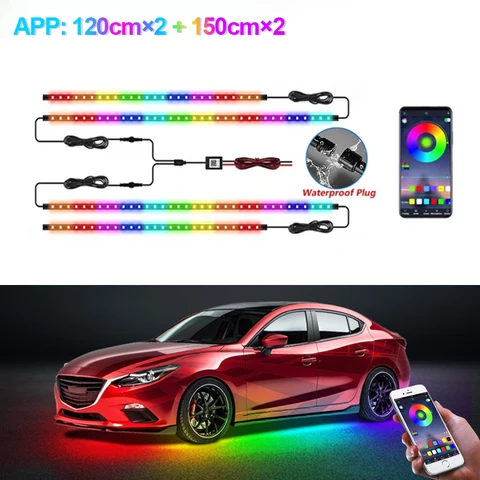 Гибкая Светодиодная Неоновая Подсветка SEAMETAL RGB Для Днища Автомобиля С Управлением Через Приложение, Звуковым Управлением