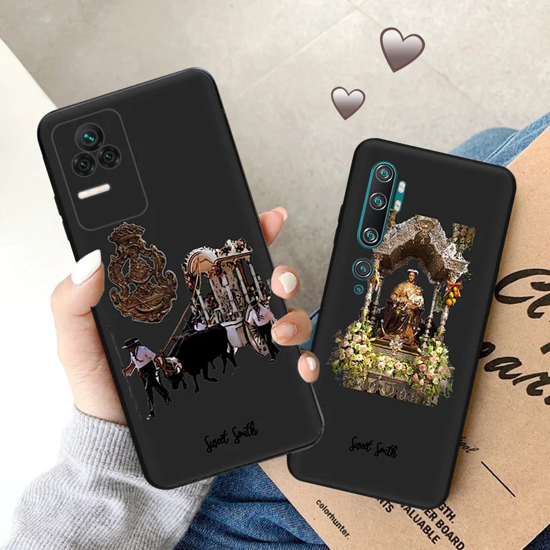 Soft Case for Redmi Note 11S 10S A3 10C 10A Xiaomi 14 11T Pro 10T 10 11 Lite Virgin Mary Jesus Church Black Phone Cases Cover