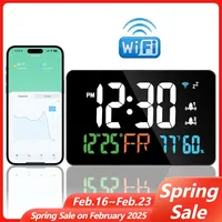 WIFI Smart Life Weather Station Thermometer Hygrometer Alarm Clock Time Alarm 4-Level Brightness Adjustment Electronic Clock