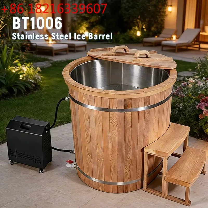 YAO SR-BT1006 Compact Ice Bath Tub, designed for athlete recovery - Cedar wood tub - 3°C cooling, 42°C heating