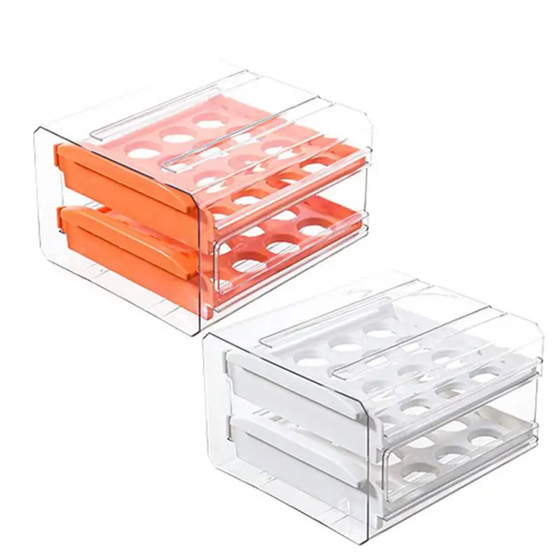 

Egg Drawer For Refrigerator Double-Layer Fridge Egg Holder Fridge Egg Drawer Space-Saving Egg Holder Bins Egg Tray Organizer For