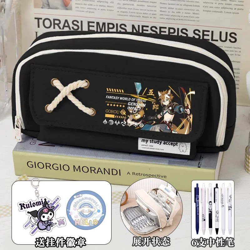 

Game GS Impact Cos Xiao Venti Kamisato Ayaka Shenhe Etc. Anime Cotton Rope Simple Three Layer Canvas Print Pencil Case Gift