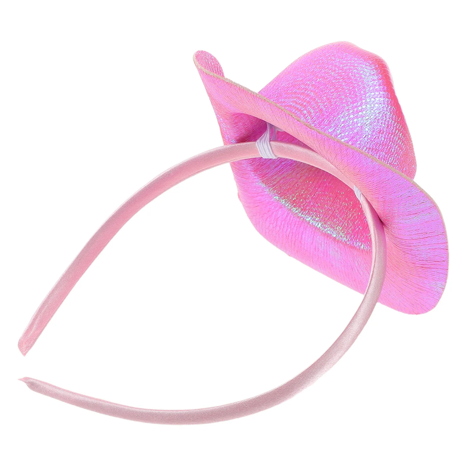 

Мини-повязка на голову с блестками в стиле ковбойки, розовая, для вечеринок в стиле вестерн, аксессуар для детского дня рождения, модный блестящий головной убор для дискотек и мероприятий