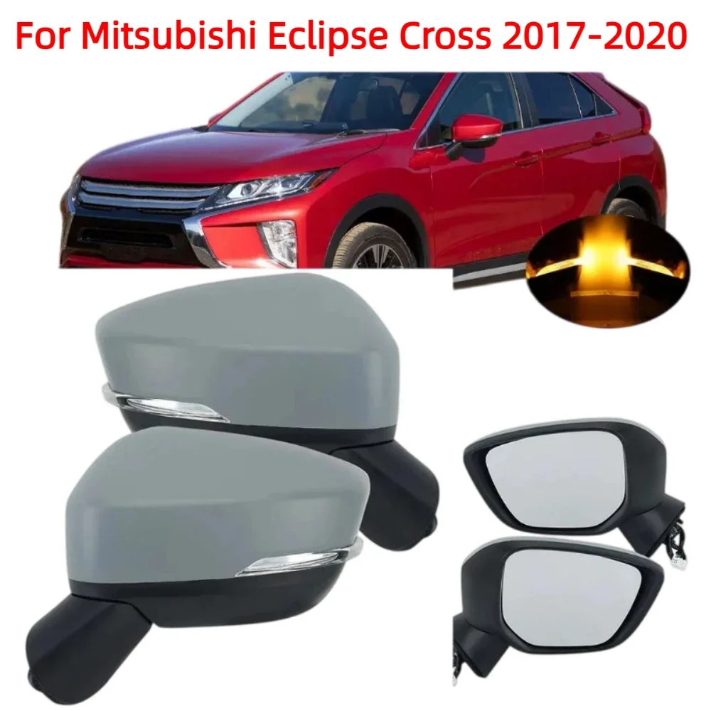 Unpainted Primer Side Mirror For Mitsubishi Eclipse Cross 2017‑2020, Paintable Rearview Wing Mirror With Turn‑Signal, Replacemen
