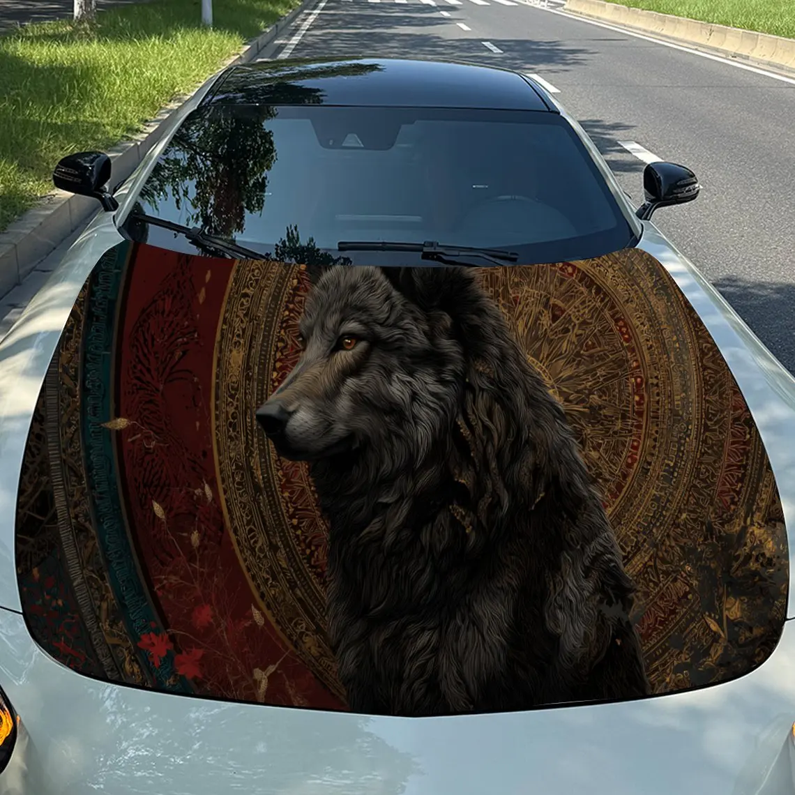 

Наклейки на капот автомобиля с художественным рисунком волка — самоклеящаяся, водонепроницаемая и прочная виниловая пленка, украшение и защита вашего автомобиля, подходит