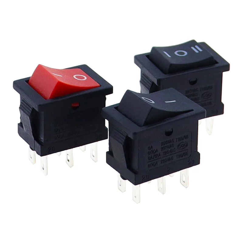 5 PCS/lot KCD2 6PIN 21X15mm DPDT Black White Push Button rocker Switch ON-OFF-ON ON-ON Boat power Rocker switch 6A/250V 10A/125V