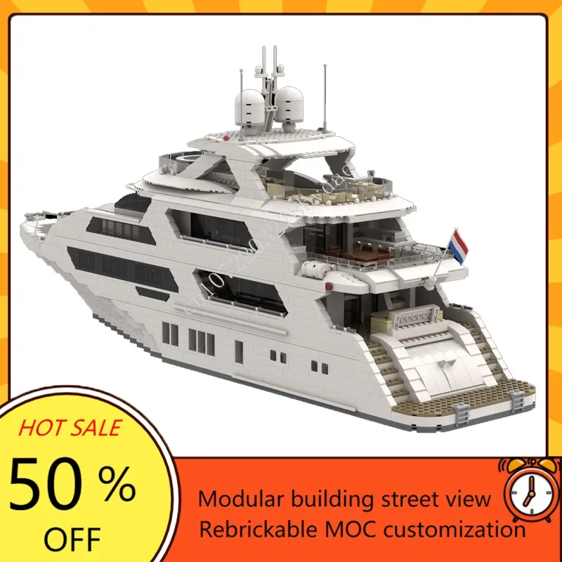 4657PCS Custom MOC Super Yacht Warship Model Technical Set DIY Assembly Creative Kids Assembly Puzzle Toy Xmas Gift