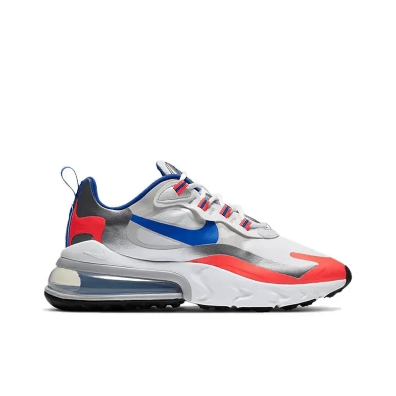 Nike Air Max 270 React สีขาวอเนกประสงค์แฟชั่น Air Cushion Casual ผู้หญิงกีฬารองเท้าวิ่ง CW3094-100
