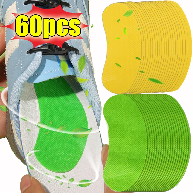 12/60pcs Shoes Odor Remover Lemon Deodorant Patch Athlete's Foot Soothing Insole Stickers Antibacterial Antiperspirant Foot Care