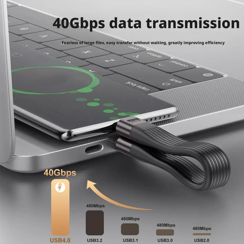 Keychain PD240W USB4 40Gbps FPC Data Cable 5A USB C to Type C Cable For iPhone 15 16 Thunderbolt 3 8K@60Hz USB C Cabel