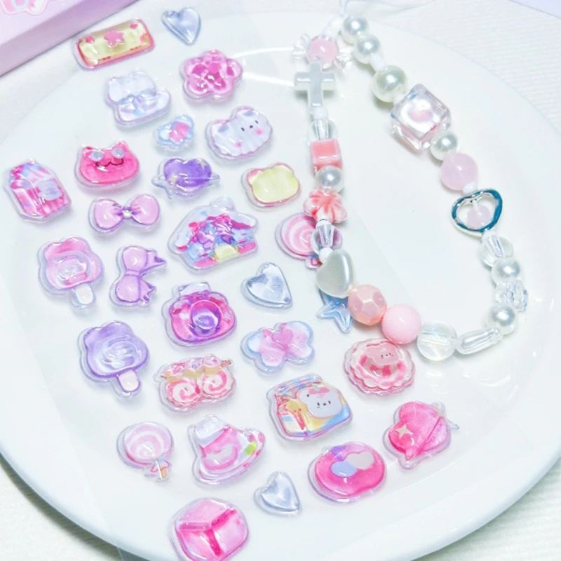 Embossed PVC Sticker Phone Chain Charm Set Decorative Sticker for Water Bottle Journal Planner Photo Album Scrapbooking F19E