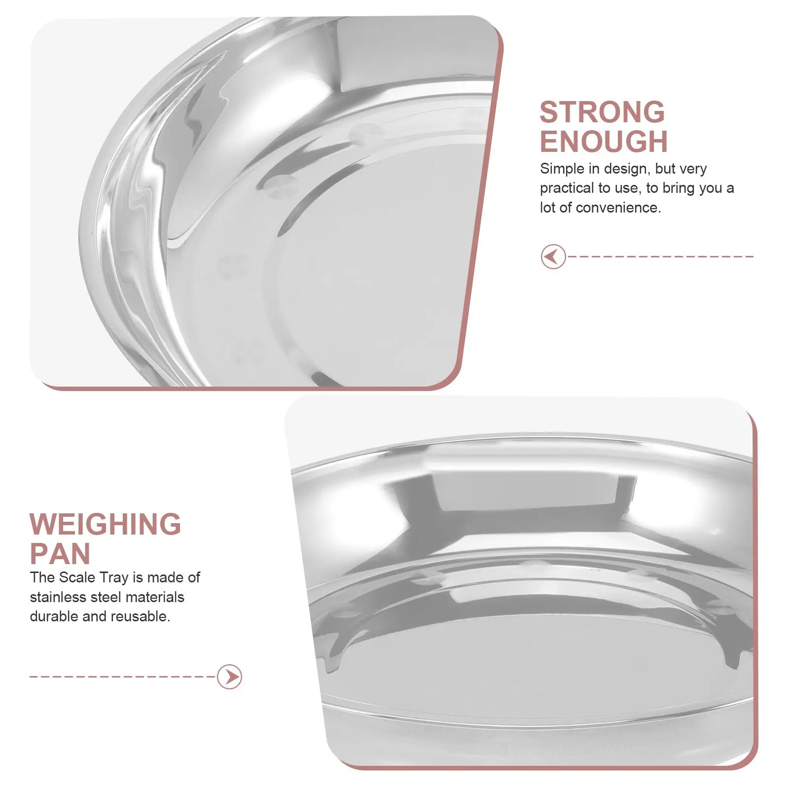 Stainless Steel Weighing Tray Round Mouth Kitchen Scale Pan Measuring Powder Dish Electronic Accessory Reusable Stackable