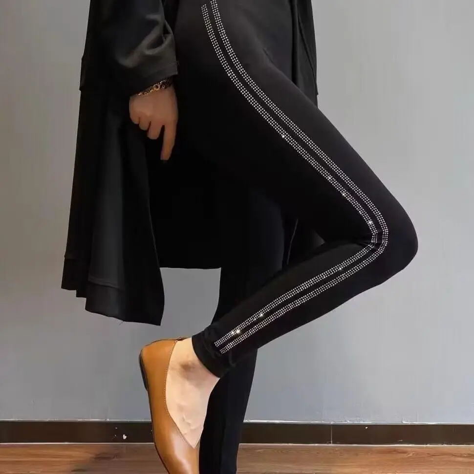 جديد عالية الخصر طماق النساء ربيع الخريف المألوف تنوعا الكي السراويل النساء الخريف الشتاء المخملية بناطيل تدفئة