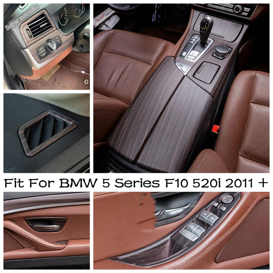 

Wood Grain Look Central Armrest Box / Gear Shift Knob Lever Panel Cover Trim ABS For BMW 5 Series F10 520i 2011 - 2016 Interior