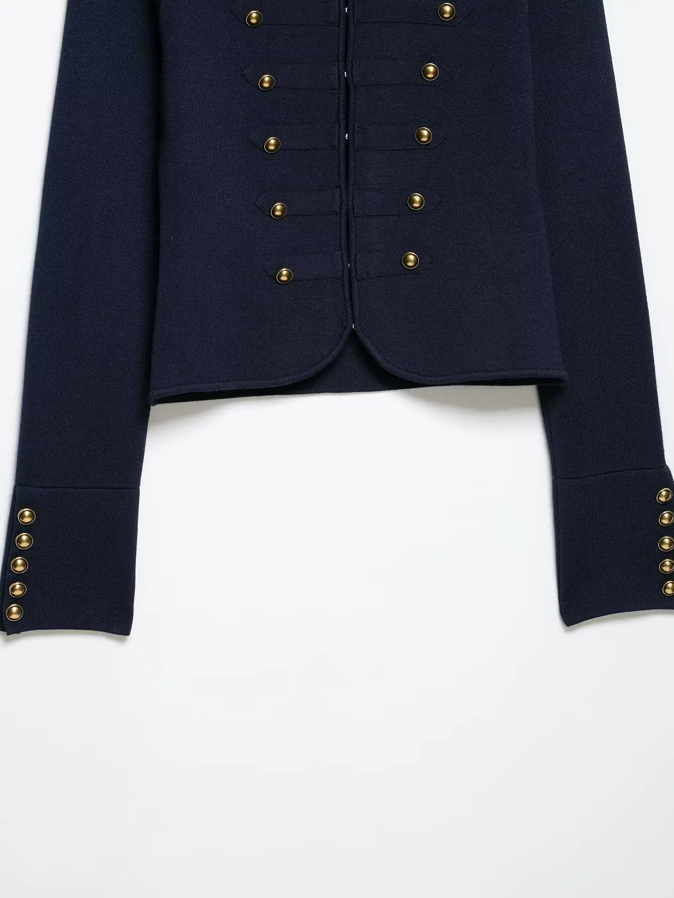 HH Elegante Damen-Strickjacke im Militärstil mit Goldknöpfen, Kurze Strickjacke für Frühling und Herbst, Business-Casual Büro-Abschlussfeier-Oberbekleidung – Detail 7