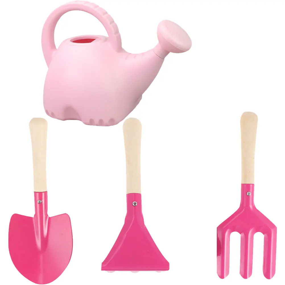 4 قطعة أدوات البستنة للأطفال مجموعة ألعاب مجرفة زراعة الأطفال علبة مسقاة الخيزران الآمنة تصميم الرسوم المتحركة استخدام الحديقة المحمولة