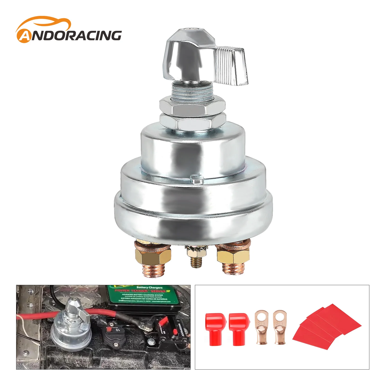 Car 4 post DPST cut off Switch Master Battery Disconnect Switch 6-32V 185A Red copper nickel plating+nylon PA66 flame retardant