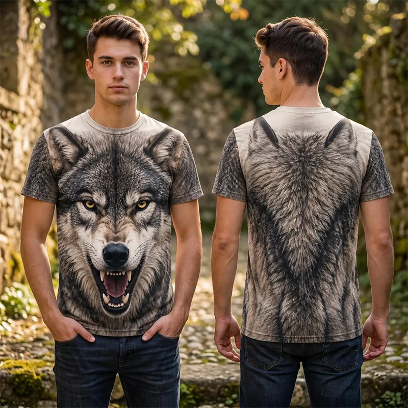 3D Surprised Animals Face Print Men T Shirt Funny Graphic Short Sleeve Casual Summer Crew Neck Tees Streetwear Top Dailywear New
