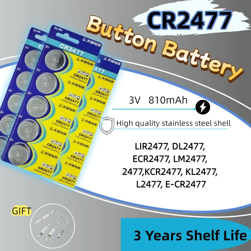 

Hot 2-50PCS CR2477 3V Lithium Battery DL2477 ECR2477 BR2478 For Watch Remote Control Electronic Scales Clock Button Coin Cell