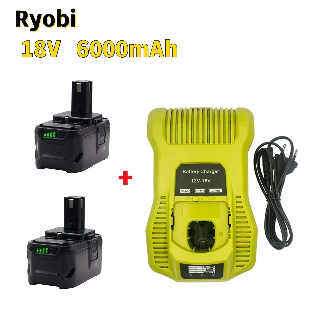 

Replace Ryobi ONE18V Wireless Power Tool BPL1820 P108 P109 P106 RB18L50 RB18L40 Lithium Ion Battery 6000mAh