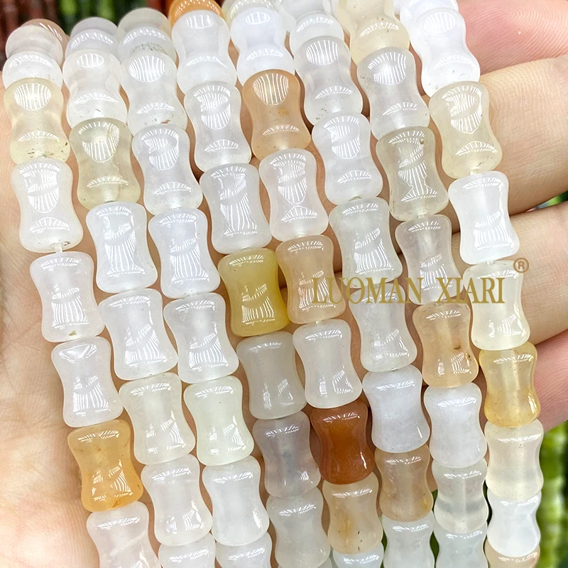 8x12MM Bamboo Joint Natural Stone Gobi Light Red Jadeite Ice Jades Loose Spacer Bead for Jewelry Making Diy Bracelet Accessories