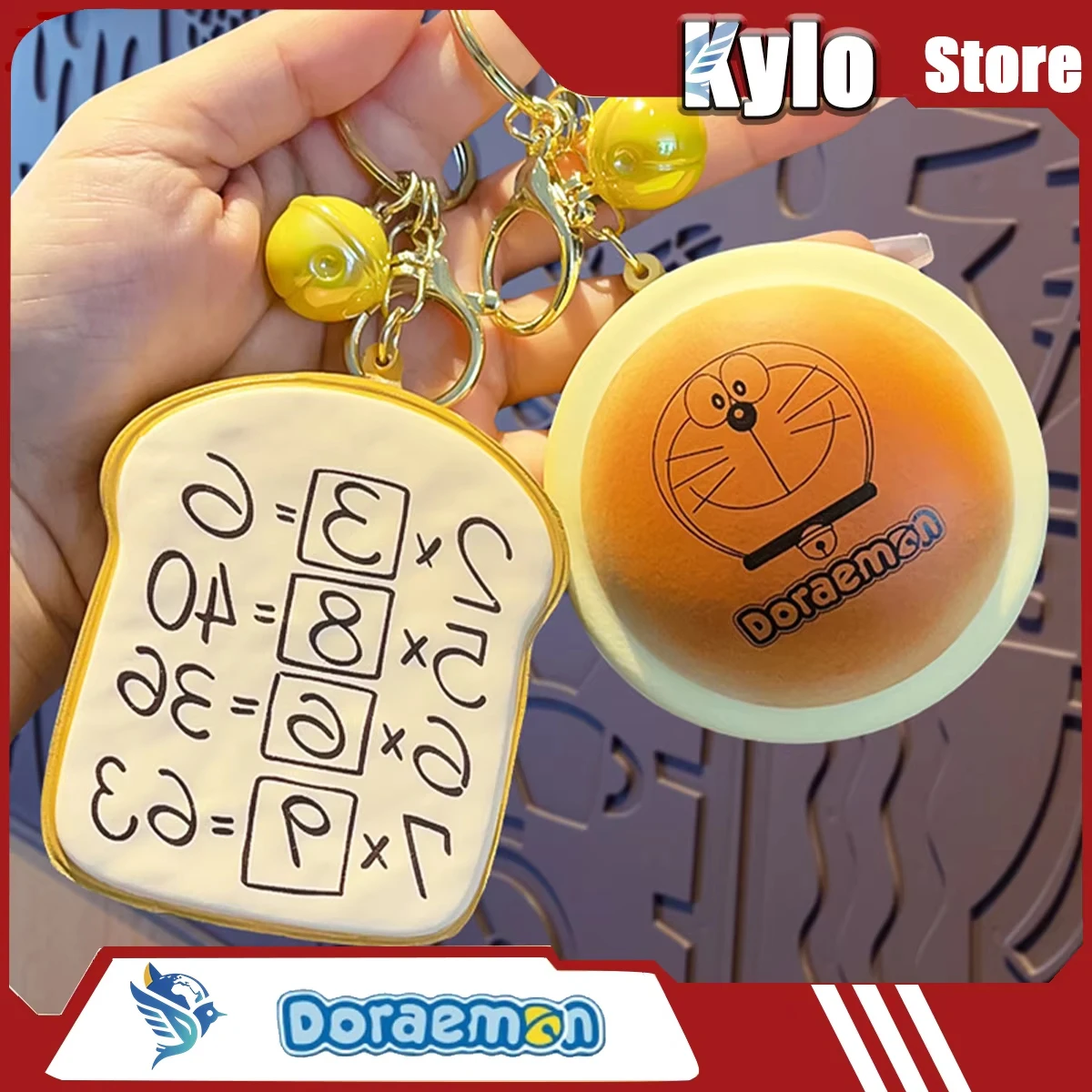 Llavero Doraemon, pan de memoria Dorayaki, colgante de mochila escolar lindo y creativo, rebote lento, diversión de pellizco, juguete para aliviar el estrés