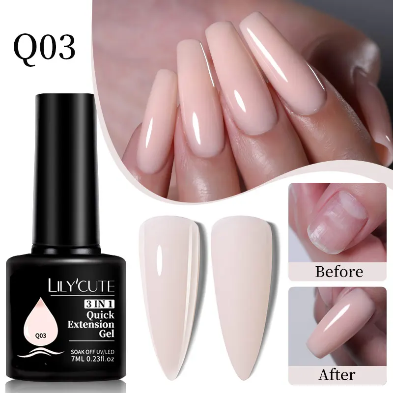 LILYCUTE 7ml Quick Extension Nail Polish Jelly Light Colors Transparent Milk White Pink Gel Quick Building Nail Art Gel Var